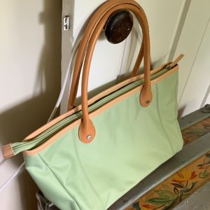 Adorable NWT Loft nylon and leather Cropped Tote Shoulder Bag